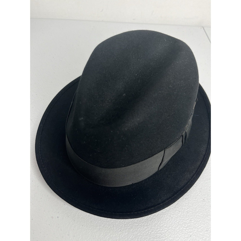 Vtg Royal‎ Stetson Black Fedora Hat With Feather Size Long Oval 7 - Picture 6 of 16